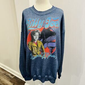Billy Joel “Piano Man” Graphic Sweatshirt Women’s L Distress Blue NWT (A0126)